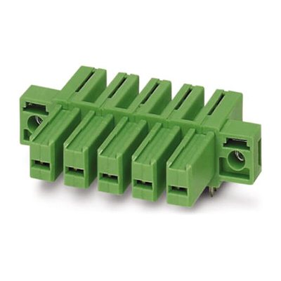 Phoenix Contact 7.62mm Pitch 3 Way Right Angle Pluggable Terminal Block, Inverted Header, Through Hole, Solder