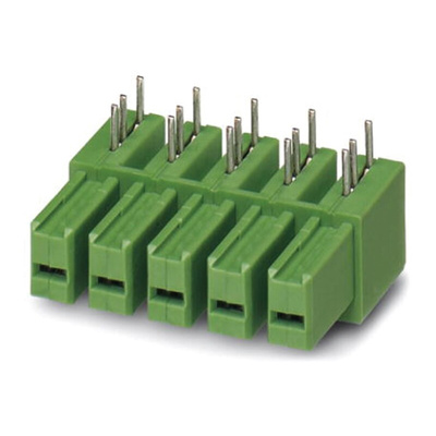 Phoenix Contact 7.62mm Pitch 6 Way Right Angle Pluggable Terminal Block, Inverted Header, Through Hole, Solder