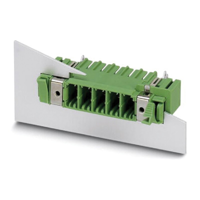Phoenix Contact 7.62mm Pitch 6 Way Right Angle Pluggable Terminal Block, Feed Through Header, Panel Mount, Through