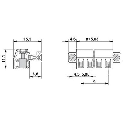 Phoenix Contact 5.08mm Pitch 6 Way Pluggable Terminal Block, Plug, Cable Mount, Screw Termination