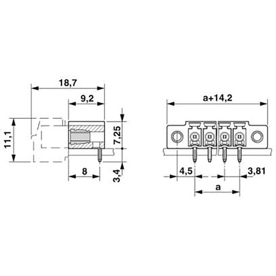 Phoenix Contact 3.81mm Pitch 20 Way Right Angle Pluggable Terminal Block, Header, Through Hole, Solder Termination