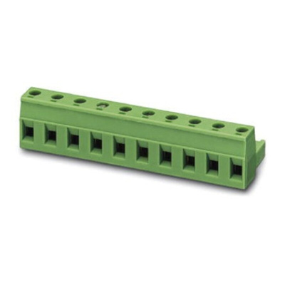 Phoenix Contact 7.62mm Pitch 10 Way Pluggable Terminal Block, Plug, Cable Mount, Screw Termination