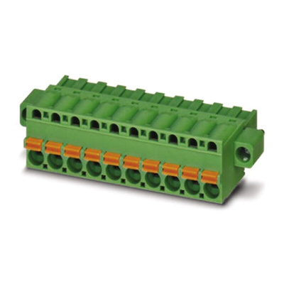 Phoenix Contact 5mm Pitch 2 Way Pluggable Terminal Block, Plug, Spring Cage Termination