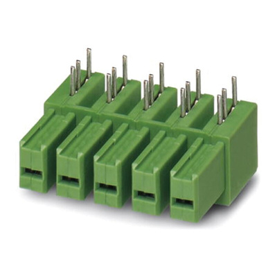 Phoenix Contact 7.62mm Pitch 8 Way Right Angle Pluggable Terminal Block, Inverted Header, Through Hole, Solder