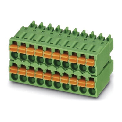 Phoenix Contact 3.5mm Pitch 32 Way Pluggable Terminal Block, Plug, Cable Mount, Spring Cage Termination