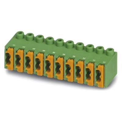 Phoenix Contact 3.5mm Pitch 10 Way Right Angle Pluggable Terminal Block, Plug, Cable Mount, Spring Cage Termination