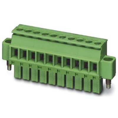 Phoenix Contact 3.81mm Pitch 10 Way Pluggable Terminal Block, Plug, Cable Mount, Screw Termination