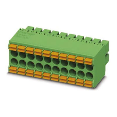 Phoenix Contact 3.5mm Pitch 32 Way Pluggable Terminal Block, Plug, Cable Mount, Spring Cage Termination