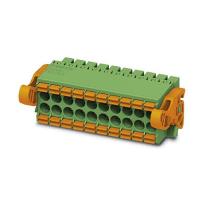 Phoenix Contact 3.5mm Pitch 26 Way Pluggable Terminal Block, Plug, Cable Mount, Spring Cage Termination