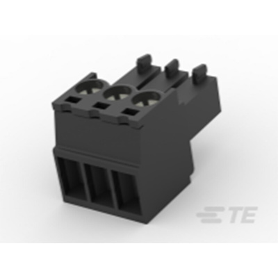 TE Connectivity 3.5mm Pitch 3 Way Pluggable Terminal Block, Plug, Cable Mount, Screw Termination