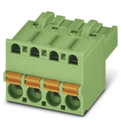 Phoenix Contact 5.08mm Pitch 4 Way Pluggable Terminal Block, Plug, Panel Mount, Screw Termination