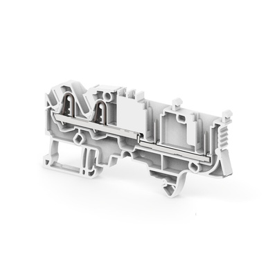 4 Way Pluggable Terminal Block, Feed Through Plug, DIN Rail, Push In Spring Termination