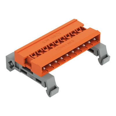 Wago 5.08mm Pitch 10 Way Pluggable Terminal Block, Pin Header, DIN Rail Mount, Plug-In Termination