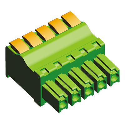 TE Connectivity 3.81mm Pitch 5 Way Pluggable Terminal Block, Plug, Panel Mount, Solder Termination