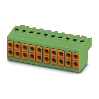 Phoenix Contact 5mm Pitch 10 Way Pluggable Terminal Block, Plug, Spring Cage Termination