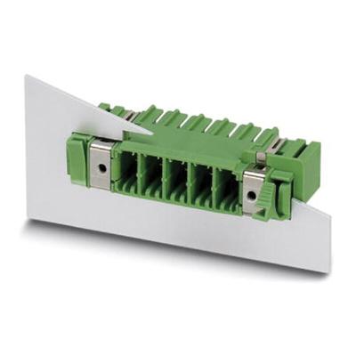 Phoenix Contact 7.62mm Pitch 5 Way Right Angle Pluggable Terminal Block, Feed Through Header, Panel Mount, Through