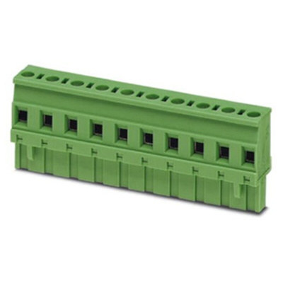 Phoenix Contact 7.62mm Pitch 10 Way Right Angle Pluggable Terminal Block, Plug, Cable Mount, Screw Termination