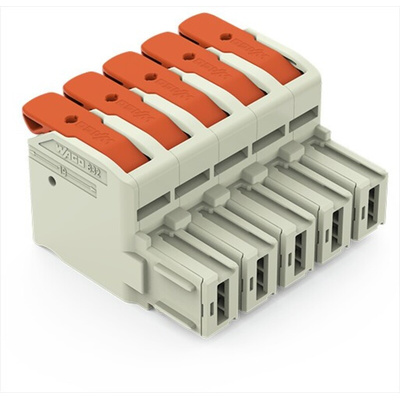 Wago 10.16mm Pitch 5 Way Pluggable Terminal Block, Plug