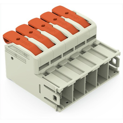 Wago 10.16mm Pitch 5 Way Pluggable Terminal Block, Plug
