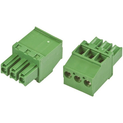 TE Connectivity 3.81mm Pitch 3 Way Pluggable Terminal Block, Plug, Cable Mount, Screw Down Termination