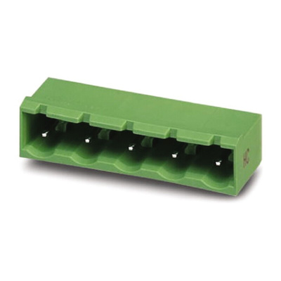 Phoenix Contact 7.62mm Pitch 7 Way Right Angle Pluggable Terminal Block, Header, Through Hole, Solder Termination