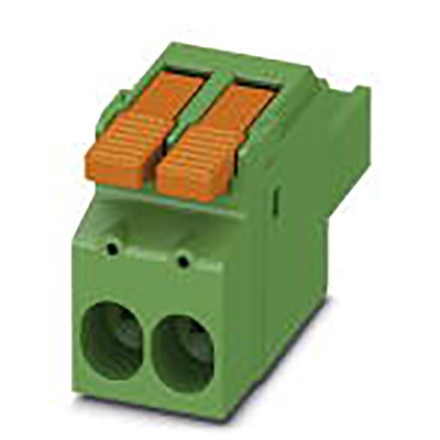 Phoenix Contact 7.62mm Pitch 2 Way Pluggable Terminal Block, Plug, Cable Mount, Push-In Termination