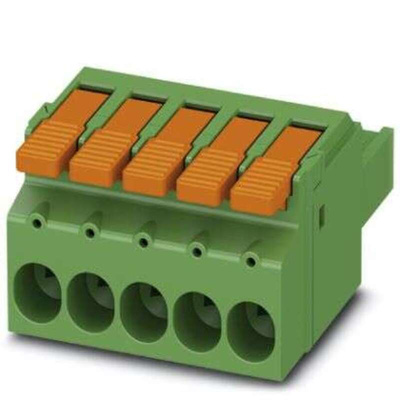 Phoenix Contact 7.62mm Pitch 5 Way Pluggable Terminal Block, Plug, Cable Mount, Push-In Termination