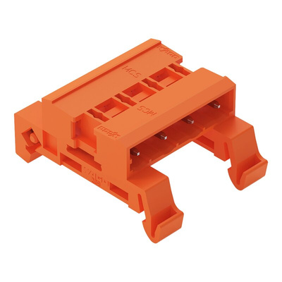 Wago 7.62mm Pitch 4 Way Horizontal Pluggable Terminal Block, Pin Header, DIN Rail Mount, Pin Termination