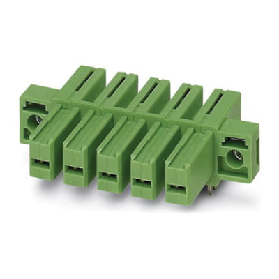 Phoenix Contact 7.62mm Pitch 9 Way Right Angle Pluggable Terminal Block, Inverted Header, Through Hole, Solder