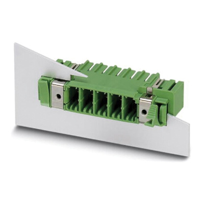 Phoenix Contact 7.62mm Pitch 3 Way Right Angle Pluggable Terminal Block, Feed Through Header, Panel Mount, Through