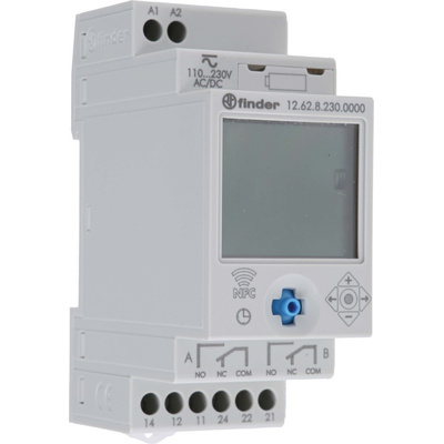 1 Channel Digital with NFC DIN Rail Time Switch Measures Minutes, Seconds, 110 → 230 V ac/dc