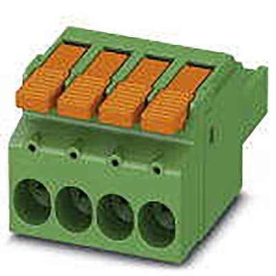Phoenix Contact 7.62mm Pitch 4 Way Pluggable Terminal Block, Plug, Cable Mount, Push-In Termination