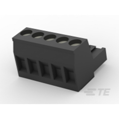 TE Connectivity 5mm Pitch 5 Way Pluggable Terminal Block, Plug, Cable Mount, Screw Termination