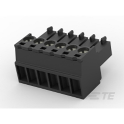 TE Connectivity 3.5mm Pitch 6 Way Pluggable Terminal Block, Plug, Cable Mount, Screw Termination
