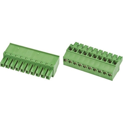 TE Connectivity 3.81mm Pitch 10 Way Pluggable Terminal Block, Plug, Cable Mount, Screw Down Termination