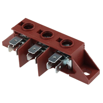 RS PRO Non-Fused Terminal Block, 3-Way, 40A, 22 → 8 AWG Wire, Screw Down Termination