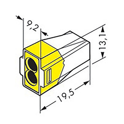 Wago 773 PUSH WIRE Series Junction Box Connector, 2-Way, 24A, 18 → 12 AWG, 16 → 12 AWG Wire, Push In