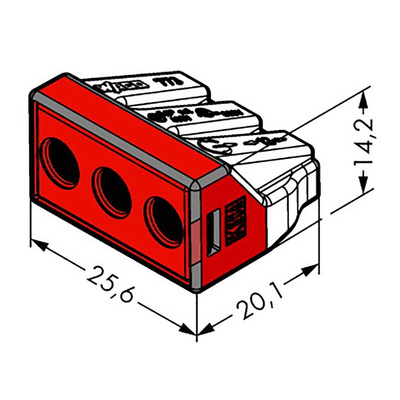 Wago 773 PUSH WIRE Series Junction Box Connector, 3-Way, 41A, 14 → 10 AWG Wire, Push In Termination