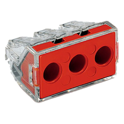 Wago 773 PUSH WIRE Series Junction Box Connector, 3-Way, 41A, 14 → 10 AWG Wire, Push In Termination