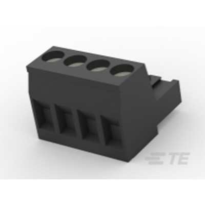 TE Connectivity 5mm Pitch 4 Way Pluggable Terminal Block, Plug, Cable Mount, Screw Termination