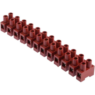 RS PRO Non-Fused Terminal Block, 12-Way, 57A, 10 mm² Wire, Screw Down Termination