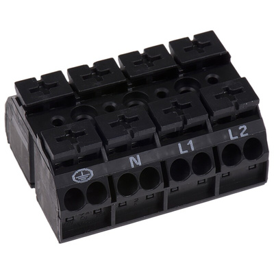 Wago 862 Series Terminal Strip, 4-Way, 32A, 20 → 12 AWG, Wire, Push-In Cage Clamp Termination