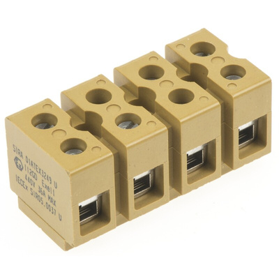 Weidmuller SAK Series Non-Fused Terminal Block, 4-Way, 41A, 22 → 10 AWG Wire, Screw Termination