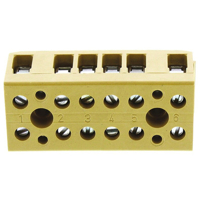 Weidmuller SAK Series Non-Fused Terminal Block, 6-Way, 32A, 22 → 12 AWG Wire, Screw Termination