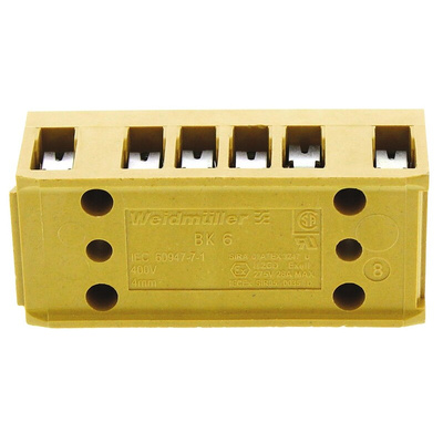 Weidmuller SAK Series Non-Fused Terminal Block, 6-Way, 32A, 22 → 12 AWG Wire, Screw Termination
