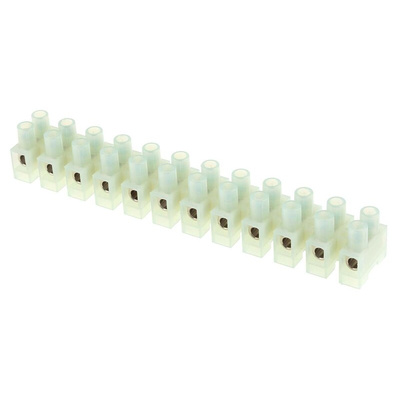 RS PRO Non-Fused Terminal Block, 12-Way, 57A, 10 mm² Wire, Screw Down Termination