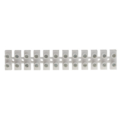 RS PRO Non-Fused Terminal Block, 12-Way, 24A, 12 AWG Wire, Screw Down Termination