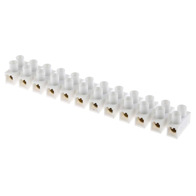 RS PRO Non-Fused Terminal Block, 12-Way, 76A, 6 AWG Wire, Screw Down Termination