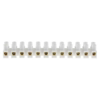 RS PRO Non-Fused Terminal Block, 12-Way, 20A, 10 AWG Wire, Screw Down Termination