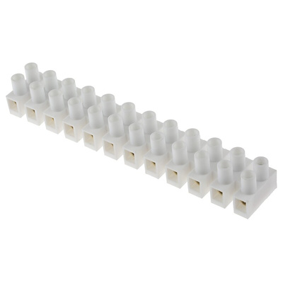 RS PRO Non-Fused Terminal Block, 12-Way, 20A, 10 AWG Wire, Screw Down Termination